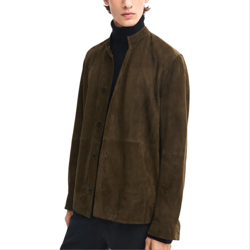 Massimo Dutti Leather Jacket Men's Dark Gray-4