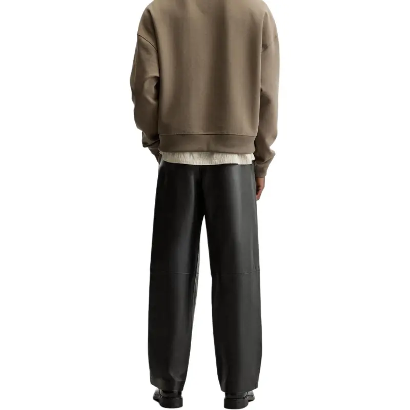 ZARA Leather Pants Men Black-2