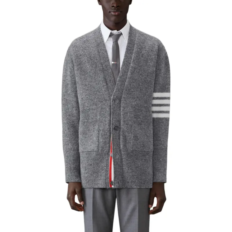 THOM BROWNE 4 Bar Mélange Wool Cardigan-3