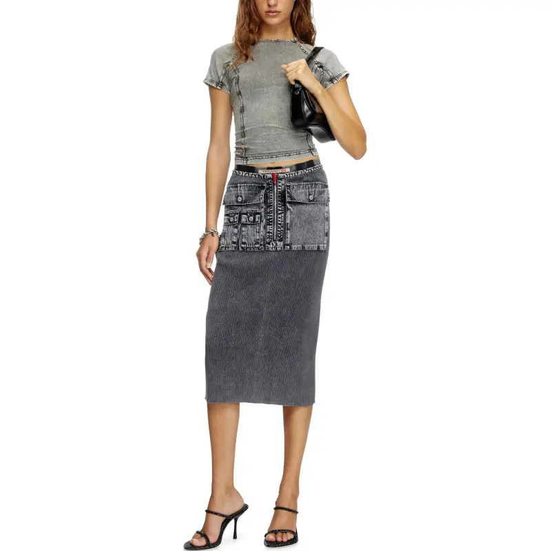 DIESEL M Meryn Knitted Midi Skirt-1