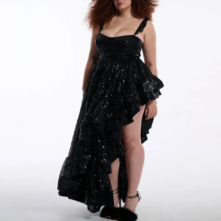 Selkie Slip Dresses Women's Black With Black Sequins-1