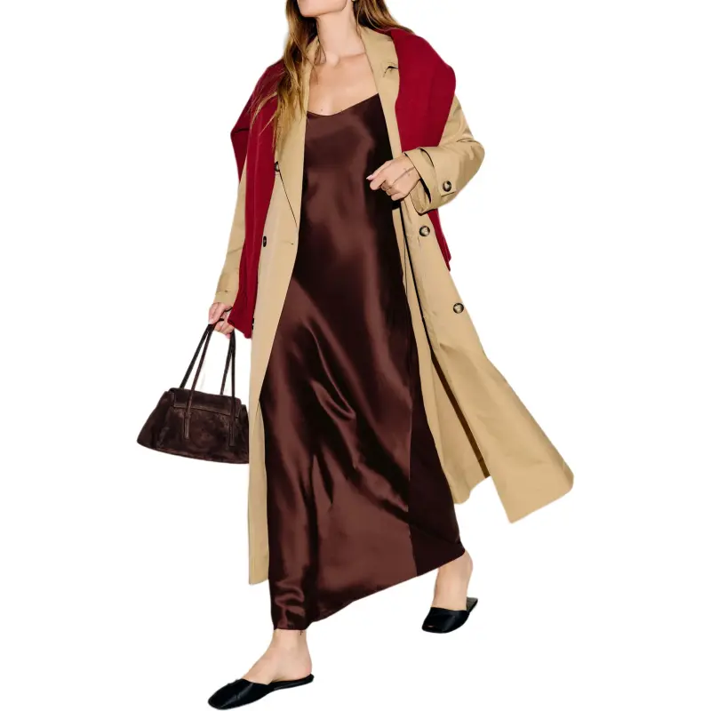REFORMATION Parma Silk Dress Slip Dresses Women's Mahogany-2