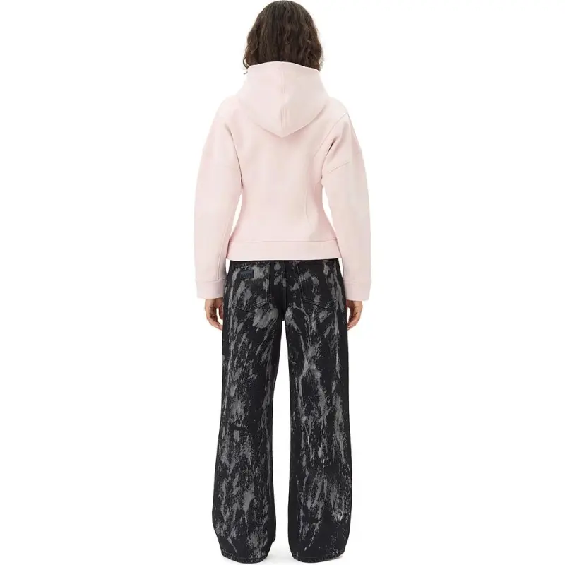 GANNI Logo Embroidered Zipped Fleece Hoodie-2