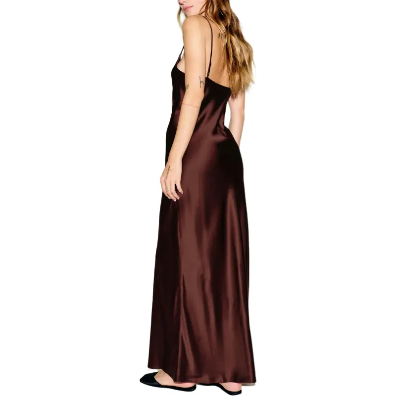 REFORMATION Parma Silk Dress Slip Dresses Women's Mahogany-1