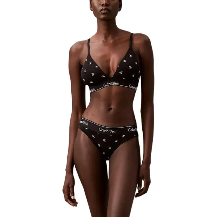 CALVIN KLEIN Bra Europe Version Women's Black Diamond Logo Print-1