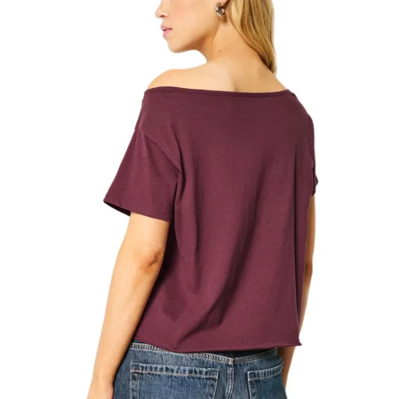 Hollister Drop Shoulder Sleeve T-Shirt Women's Burgundy-1