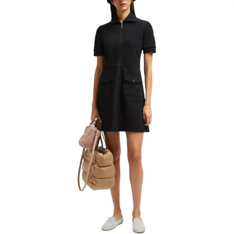 Moncler Logo Patch Zipped Polo Mini Dress-2