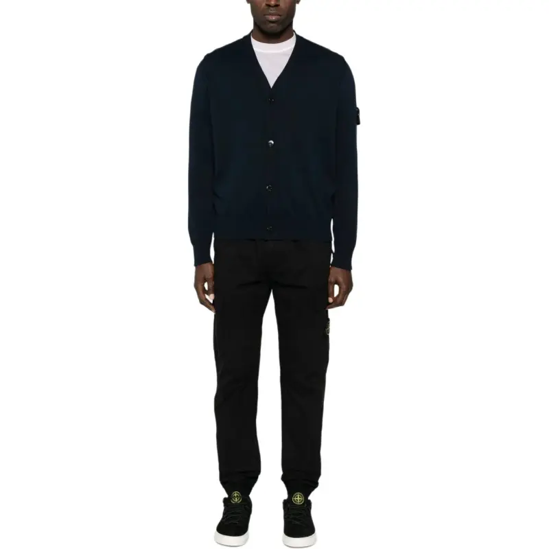 STONE ISLAND Compass Patch V Neck Cardigan-3