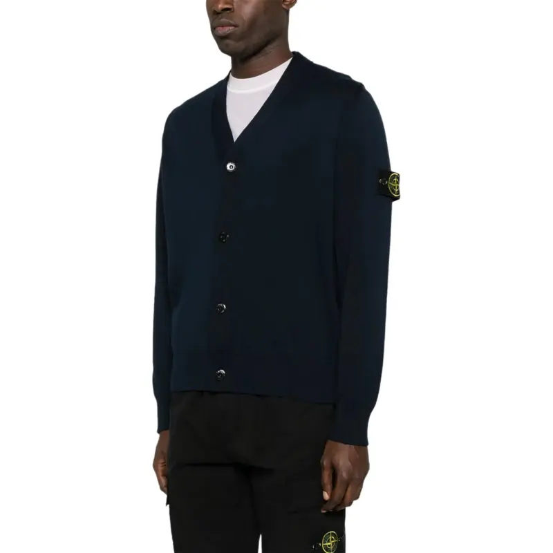 STONE ISLAND Compass Patch V Neck Cardigan-1