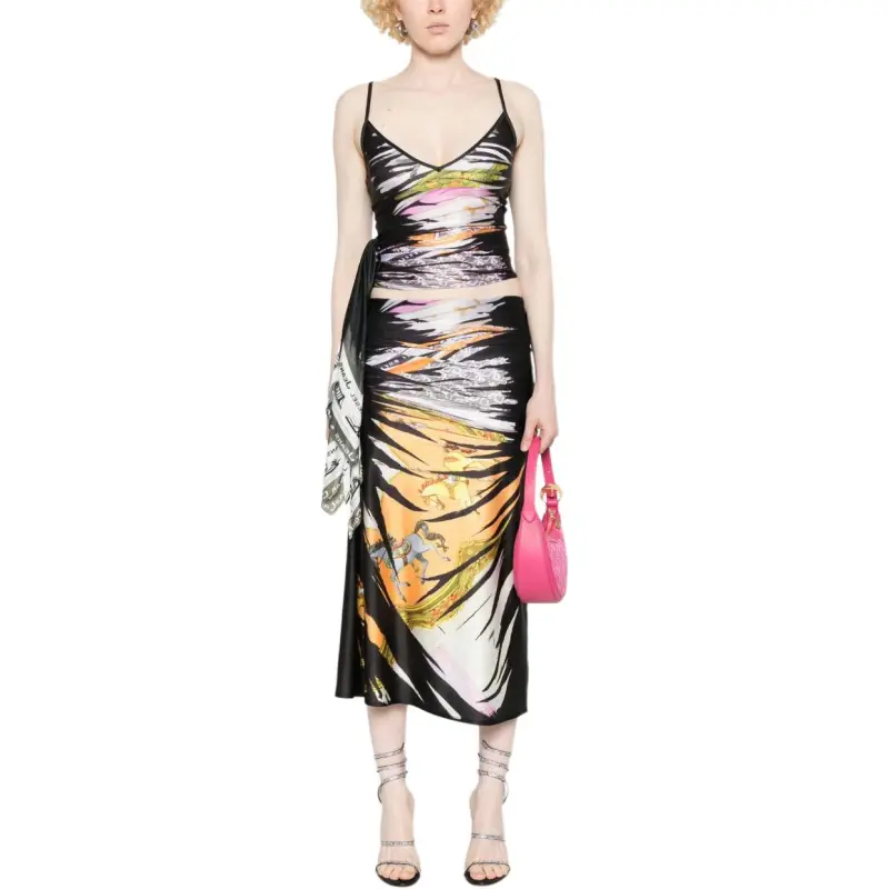 DIESEL O Pary Bandana Print Draped Skirt-2
