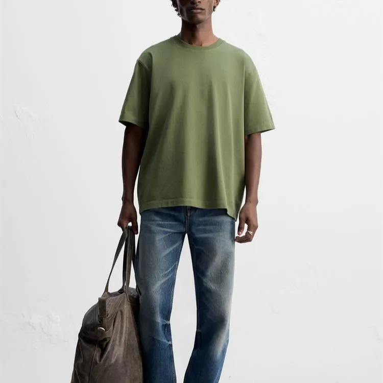 ZARA T-Shirts Men Olive Green-2