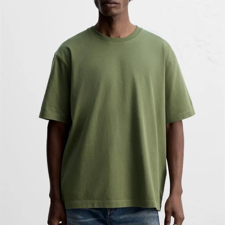 ZARA T-Shirts Men Olive Green-3