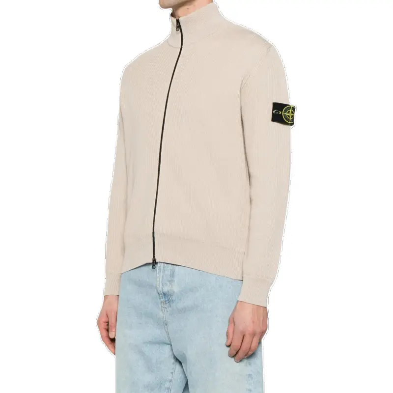 STONE ISLAND Logo Patch Zip Up Cardigan-1
