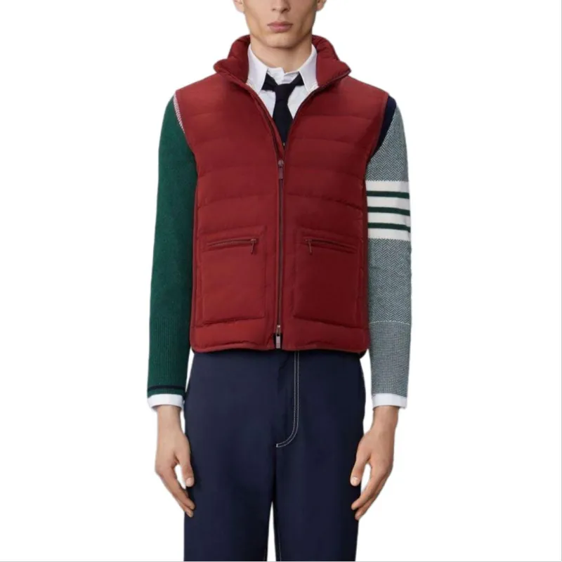 THOM BROWNE Funnel neck Down Gilet-3