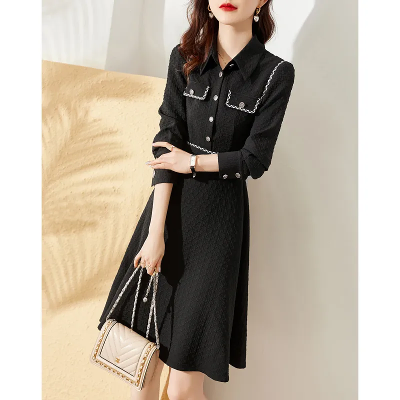 Mo Han Yi Mei Long Sleeved Dress Women's Black-1