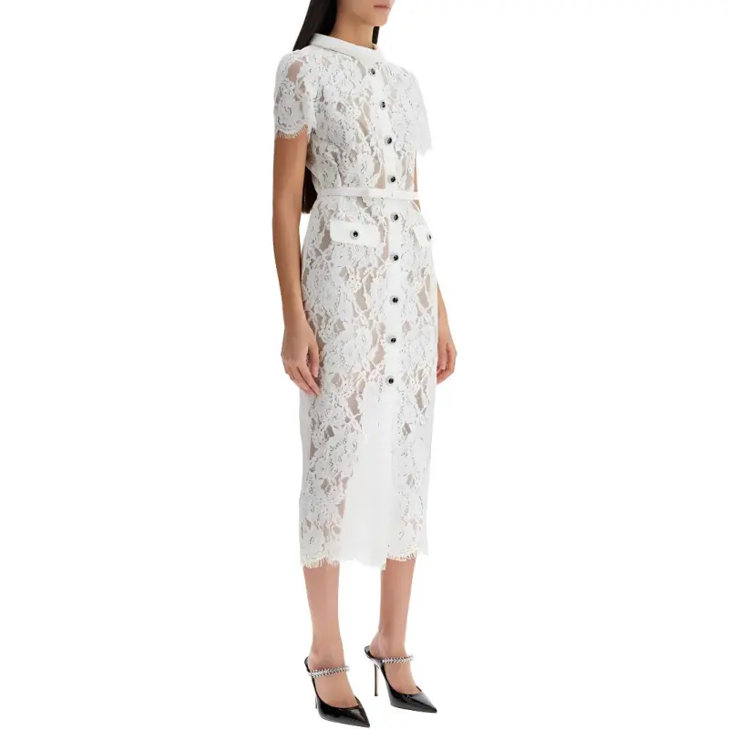 Self portrait Lace Buttoned Midi Dress-1