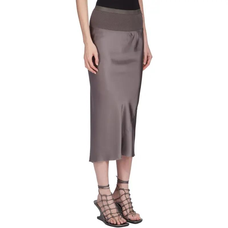 RICK OWENS Silk A Line Bias Skirt 'Dust'-2