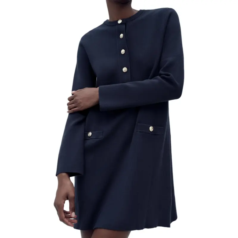 ZARA Long Sleeved Dresses Women's Sea Blue-2