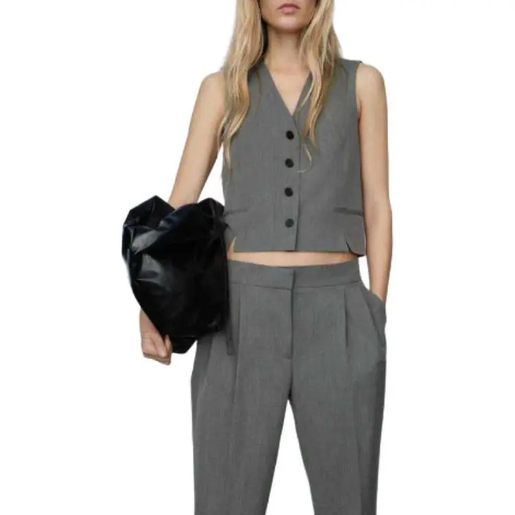 ZARA Vests Women's Gray-2