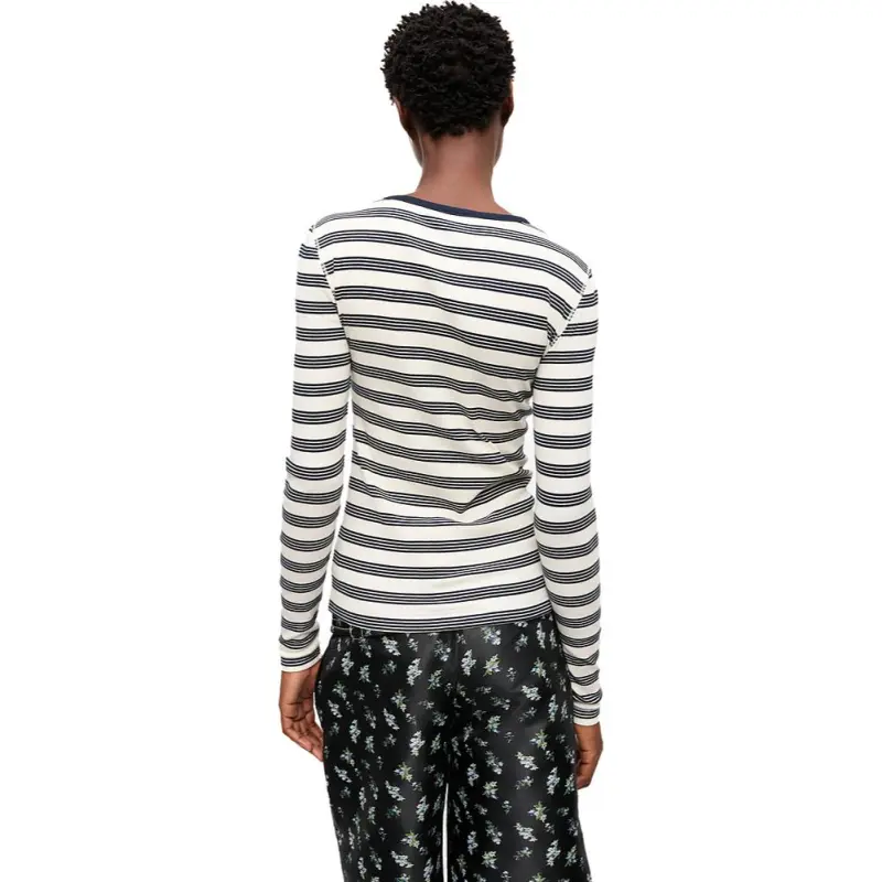 GANNI Striped Rib Long Sleeve T Shirt-3
