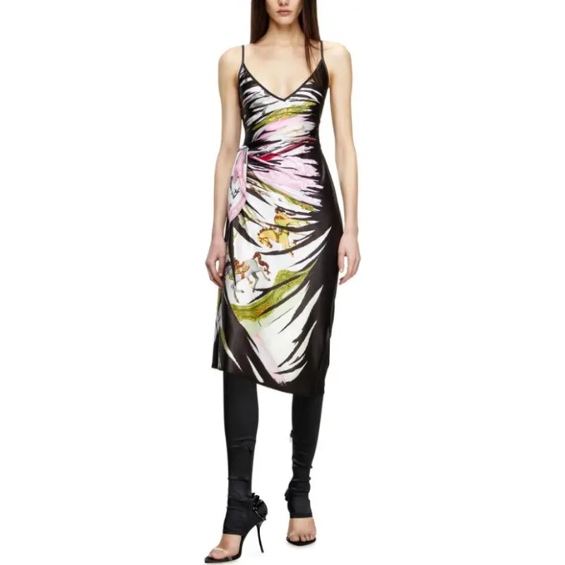 DIESEL D Orotys Bandana Print Draped Midi Dress-1