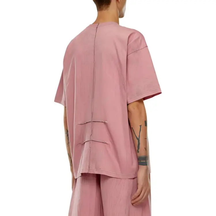 DIESEL SS24 Drop Shoulder Sleeve T Shirt Men's Pink-2