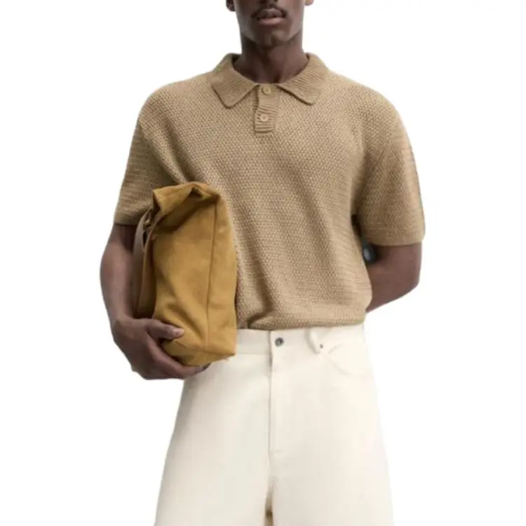 ZARA Polo Shirts Men Tan-3