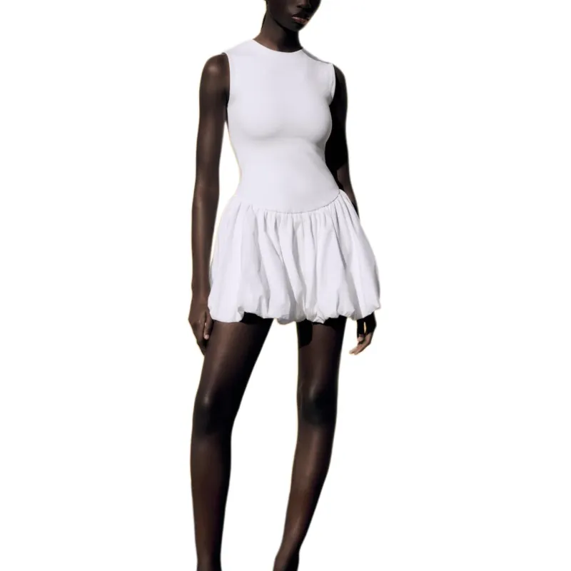 ZARA Sleeveless Dress Women's White-5