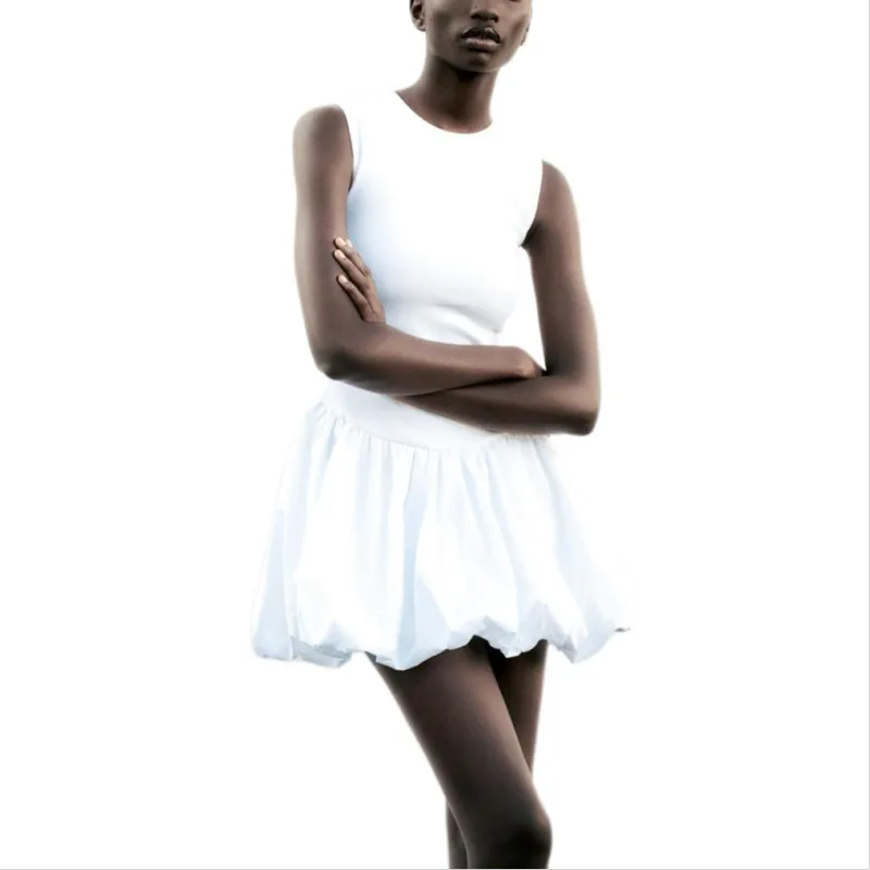 ZARA Sleeveless Dress Women's White-3