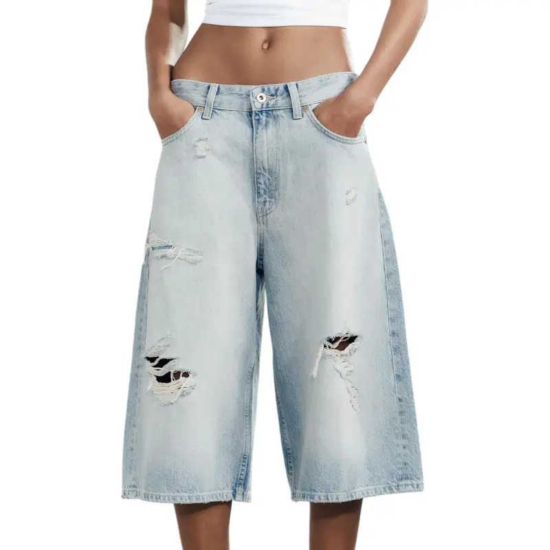 ZARA Denim Shorts Women's Light Blue-4