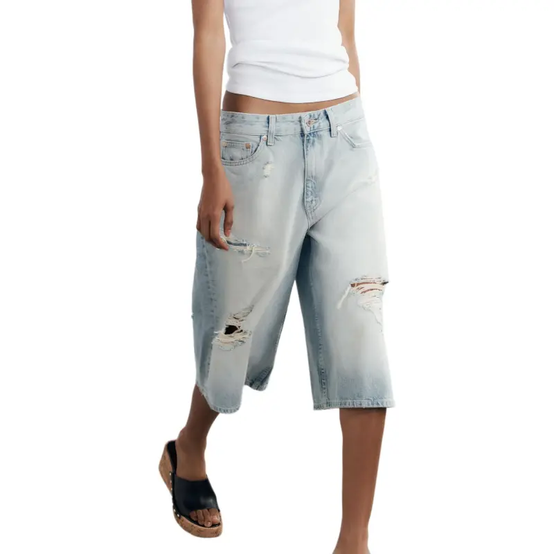 ZARA Denim Shorts Women's Light Blue-6