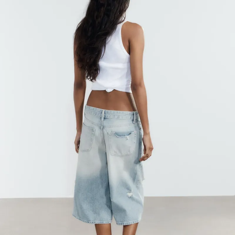 ZARA Denim Shorts Women's Light Blue-5
