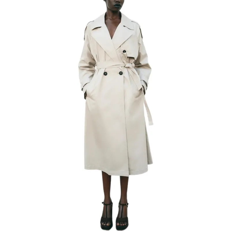 ZARA Trench Coat Women's Beige Yellow-2