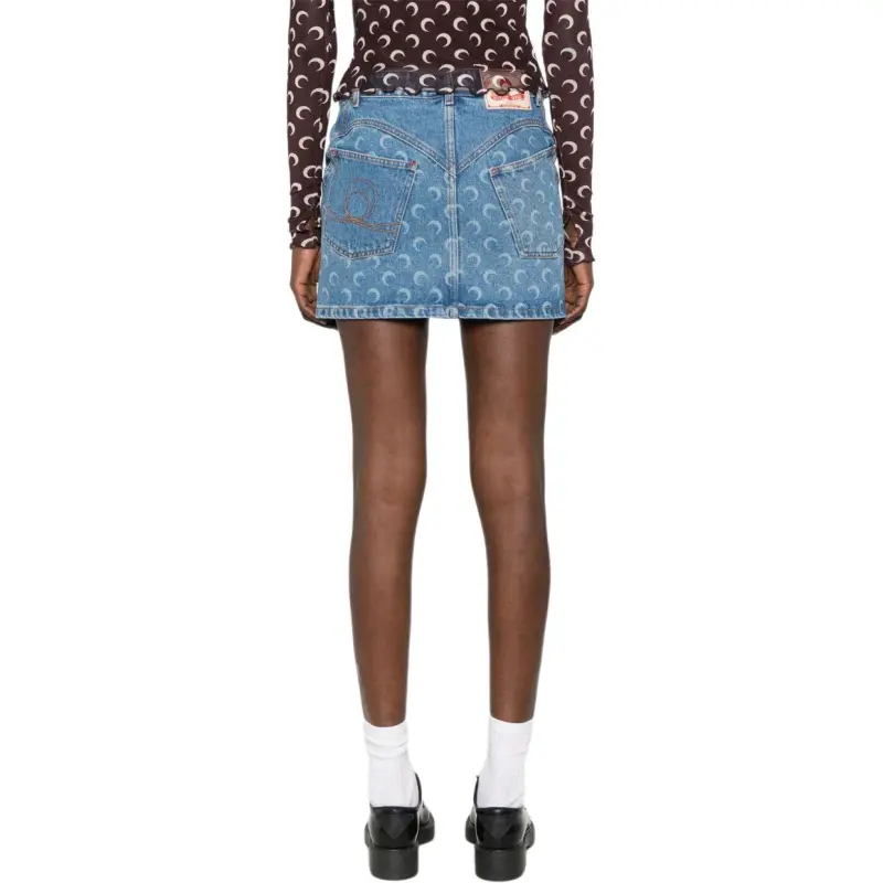 Marine Serre Moon Laser Denim Mini Skirt-2