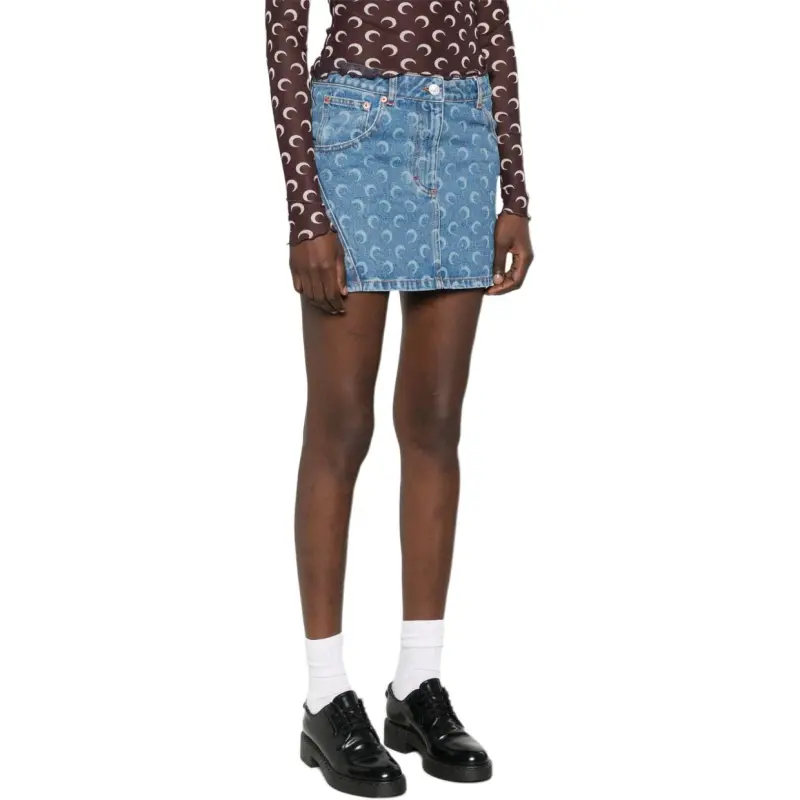 Marine Serre Moon Laser Denim Mini Skirt-1