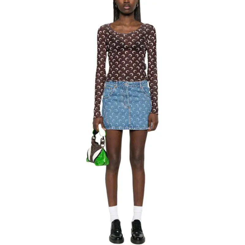 Marine Serre Moon Laser Denim Mini Skirt-3