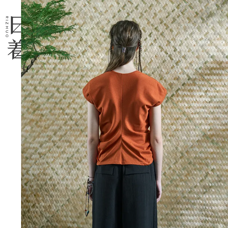 Rizhuo T Shirts Women's Mystic Realm Orange-2