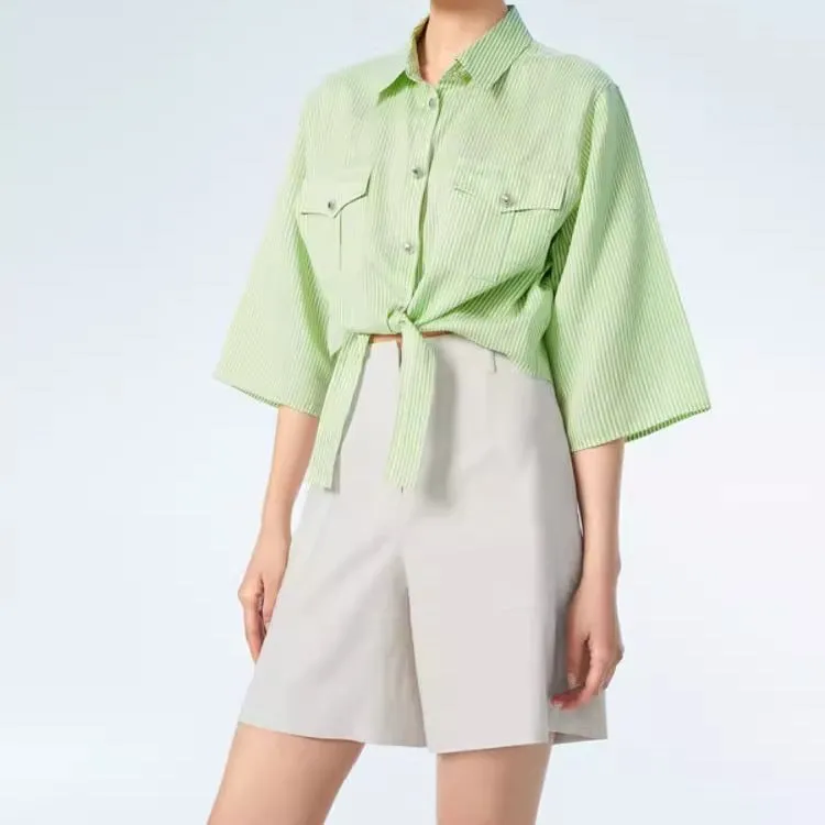 OVV Shirts Women's Light Green Stripes 08-3