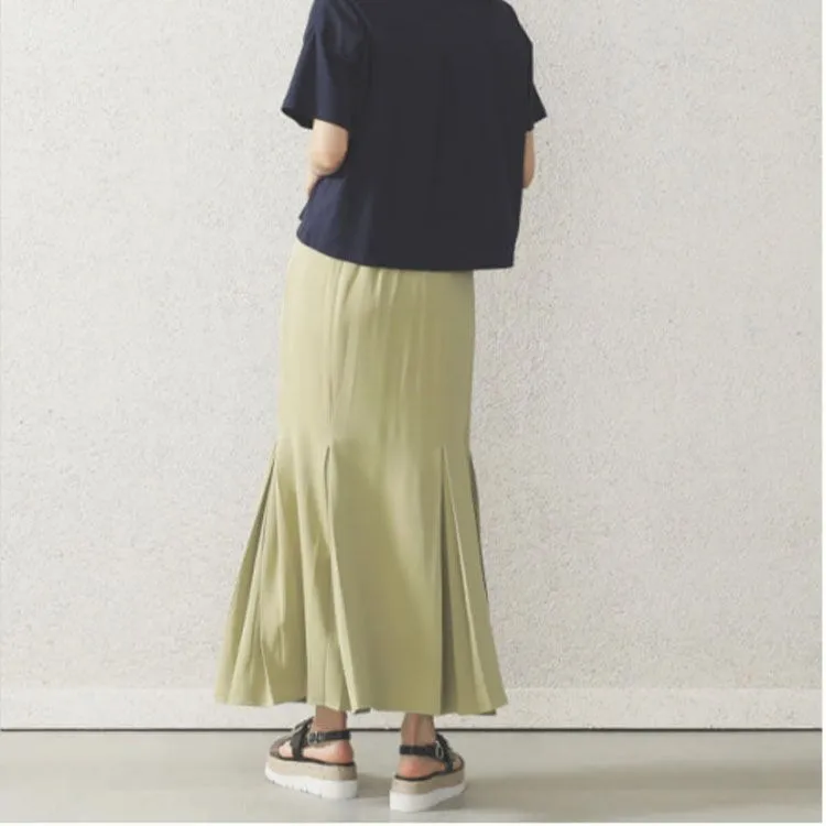 Beams Casual Long Skirts Women's Olive Green-3