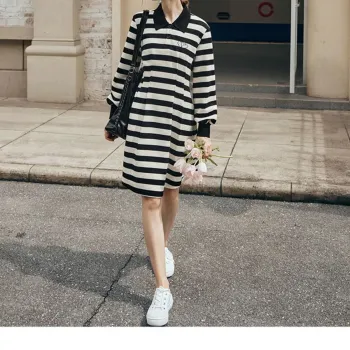 Olrain Long Sleeved Dresses Women's Black/White