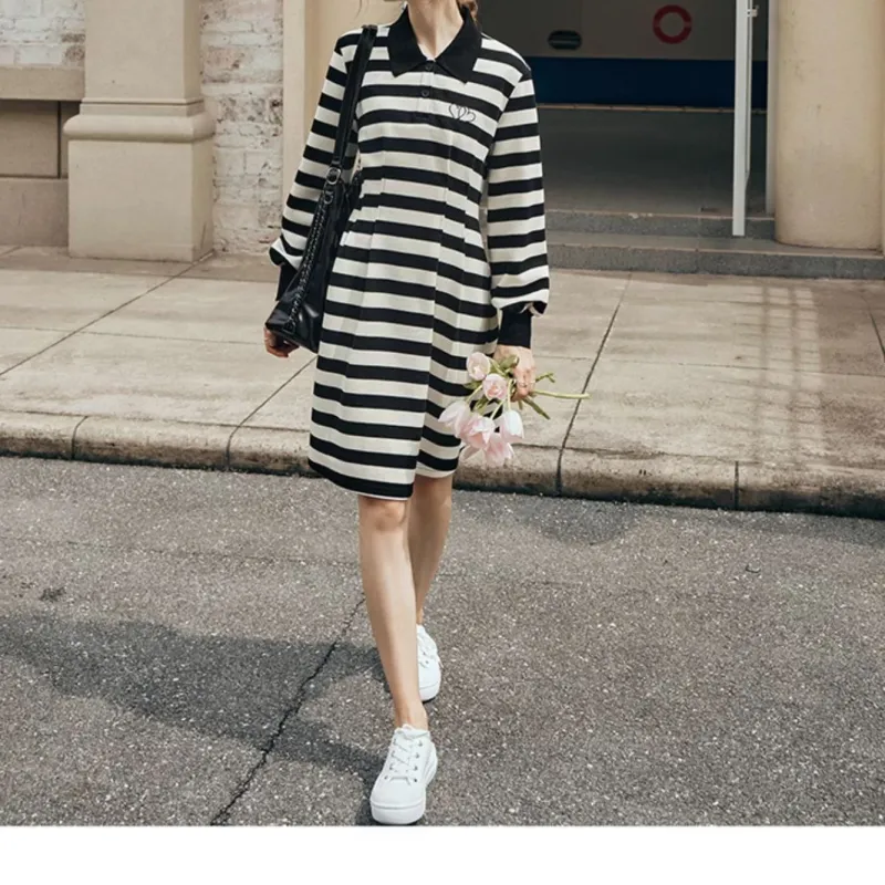 Olrain Long Sleeved Dresses Women's Black/White-0