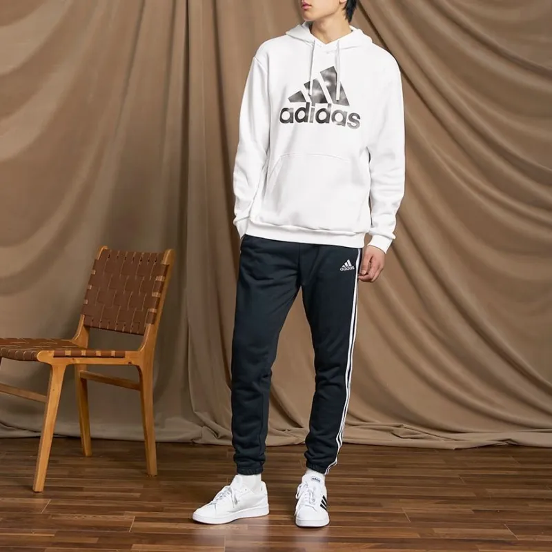Adidas Essentials Camo Print Hoodie Sweatshirt Men's White-4