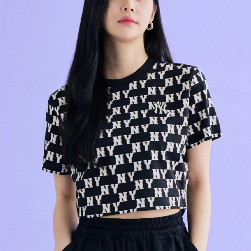 MLB Los Angeles Dodgers Crop Tops Women's Black-3
