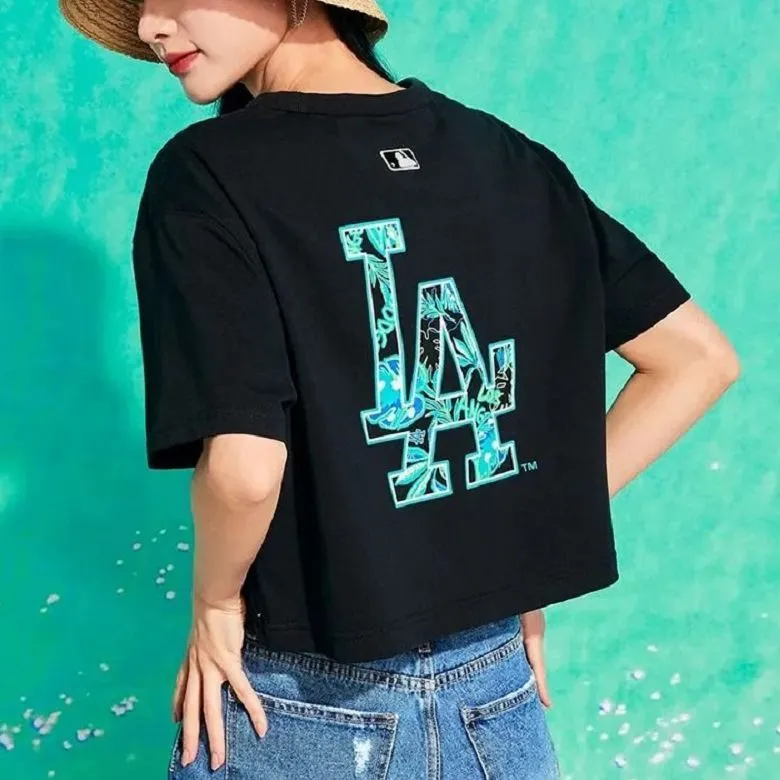 MLB Los Angeles Dodgers Crop Tops Women's Black-2