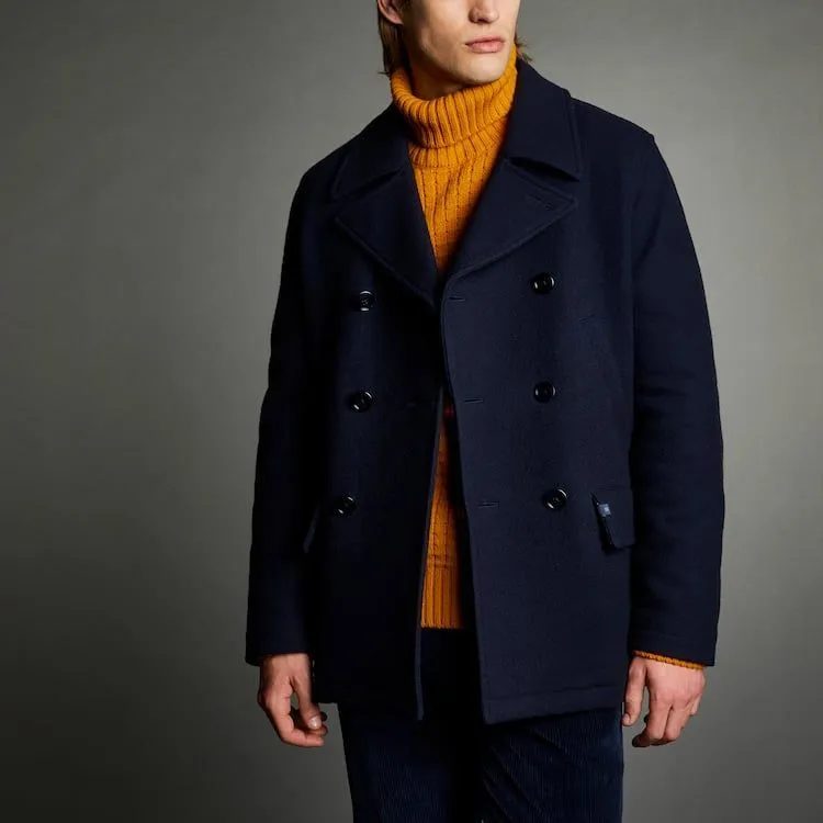 FAY Logo patch Long sleeved Peacoat-4