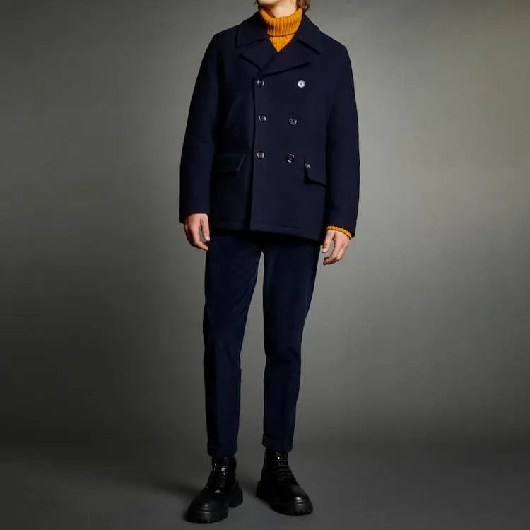 FAY Logo patch Long sleeved Peacoat-3