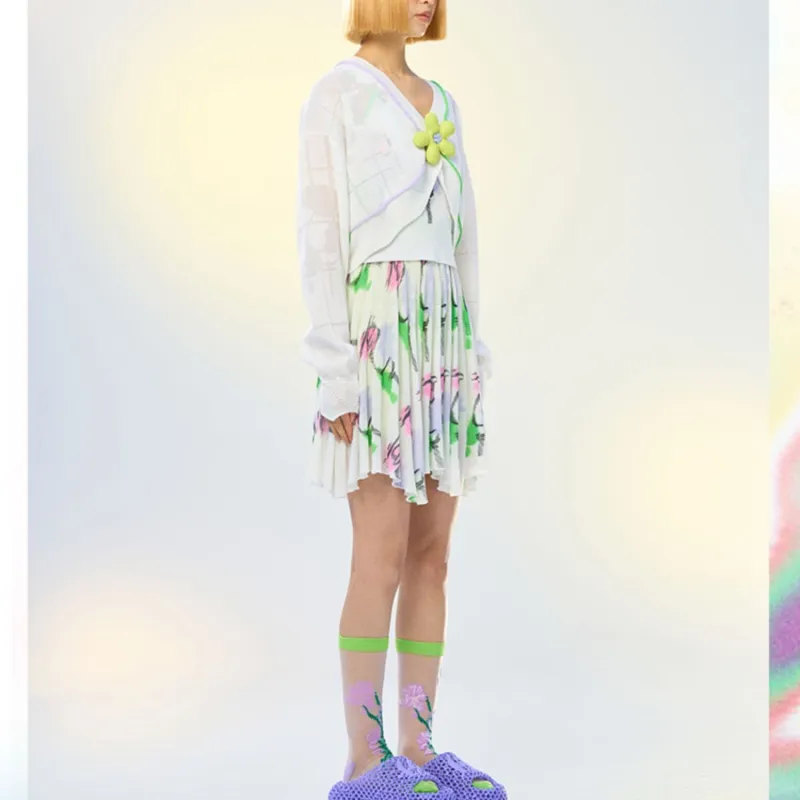 CHAU·RISING Chaurising Our Utopia Series Casual Short Skirts Women's White-3
