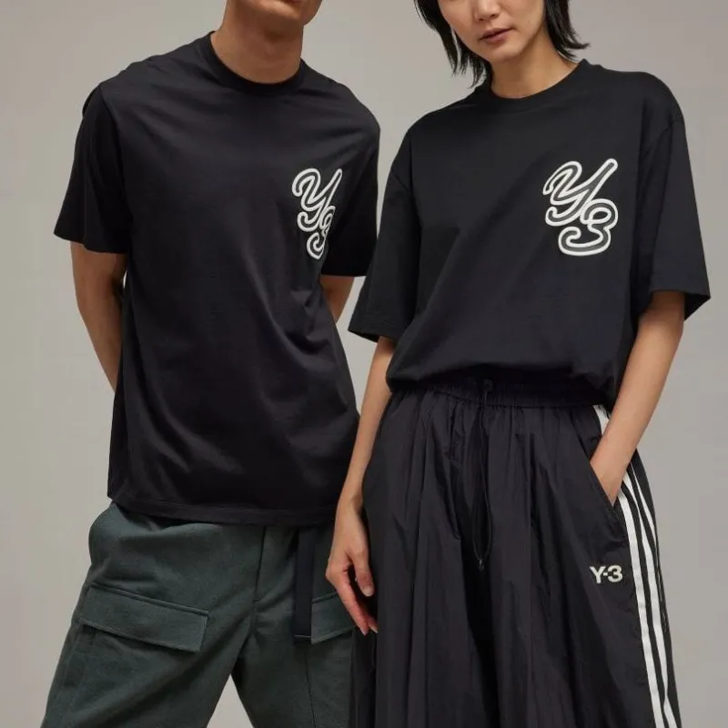 Y-3 GFX S/S Logo-flocked T-shirt-4