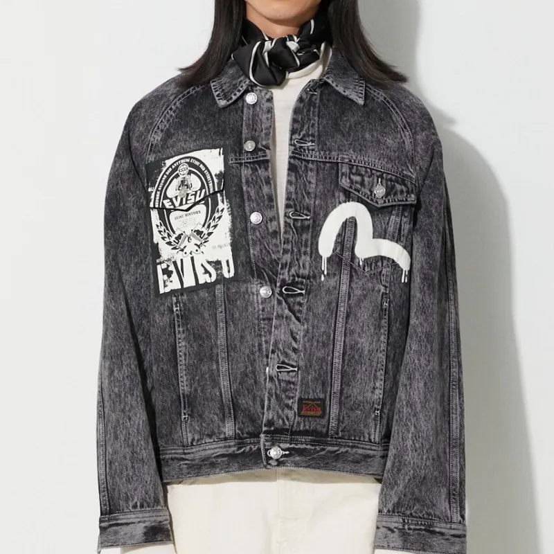 EVISU Denim Jackets Men Black-4