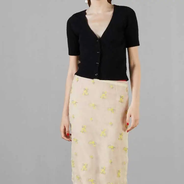 GUCCI Ribbed Trim Cropped Cardigan-1